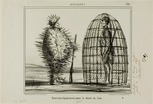 A New Outfit for the Lion's Hunt, plate 395 from Actualités by Honoré-Victorin Daumier, print, 1857
