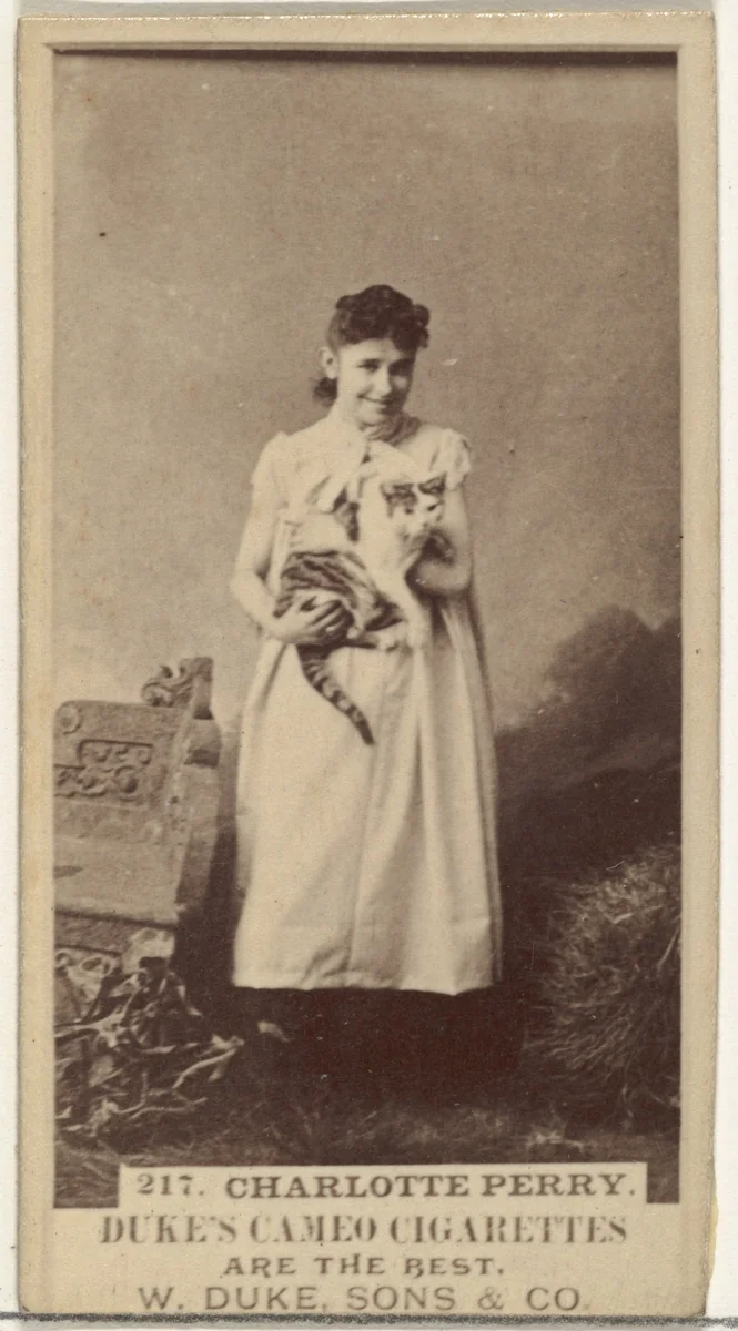 Card Number 217, Charlotte Perry, from the Actors and Actresses series (N145-5) issued by Duke Sons & Co. to promote Cameo Cigarettes by W. Duke, Sons & Co., photograph, 1880-1889