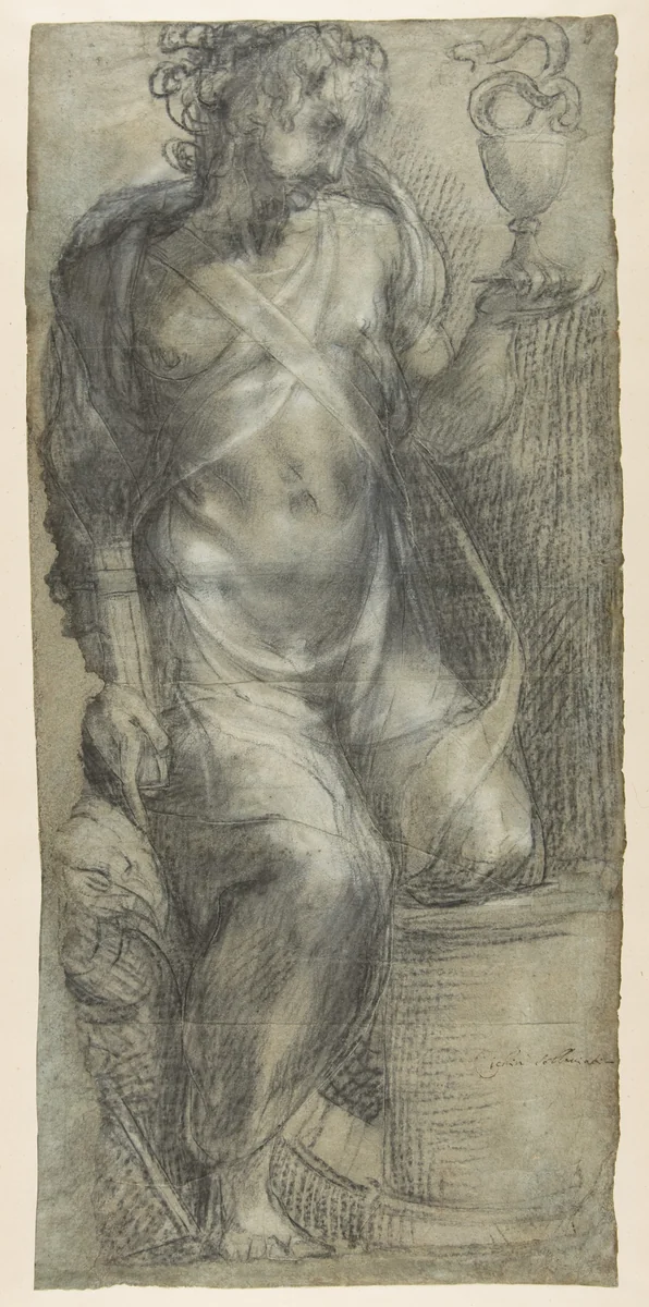 Saint John the Evangelist (recto; Cartoon for a Fresco); Saint Mark (verso; Cartoon for a Fresco) by Francesco Salviati, drawing, 1548-1549