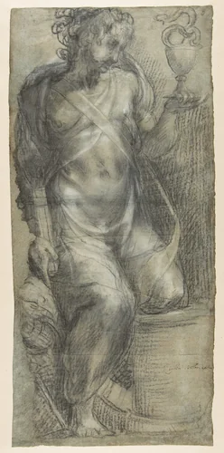 Saint John the Evangelist (recto; Cartoon for a Fresco); Saint Mark (verso; Cartoon for a Fresco) by Francesco Salviati, drawing, 1548-1549