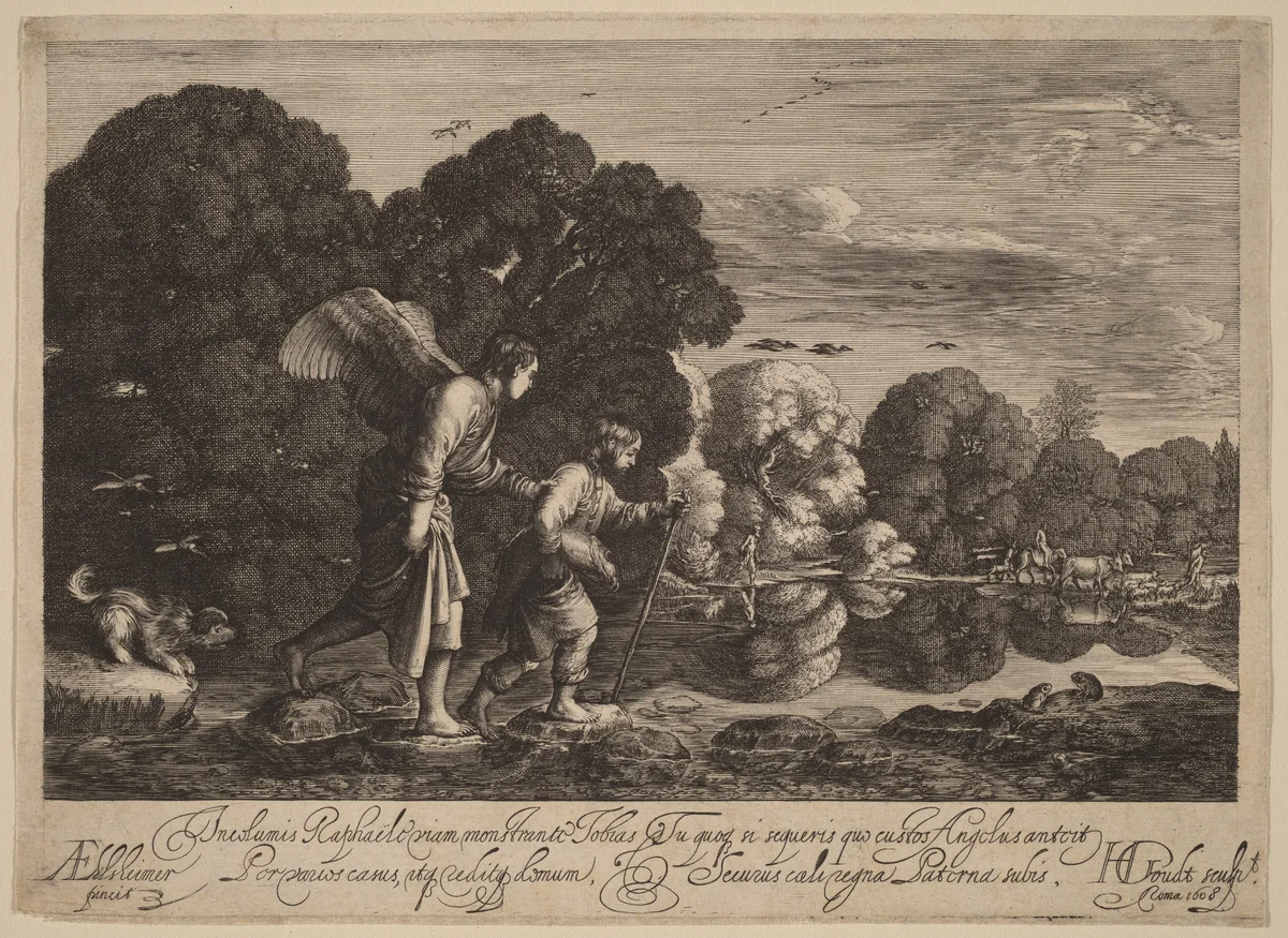 Tobias and the Angel (The Little Tobias) by Hendrik Goudt
Adam Elsheimer, print, 1608
