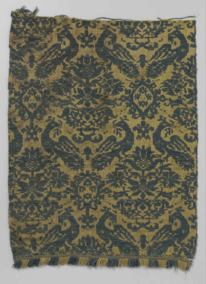 Fragment zijdeweefsel by anonymous, textile, 1600-1650