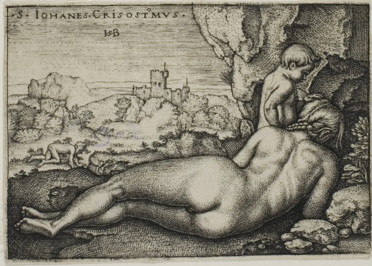Penance of St. John Chrysostomus by Sebald Beham, print, 1520-1550