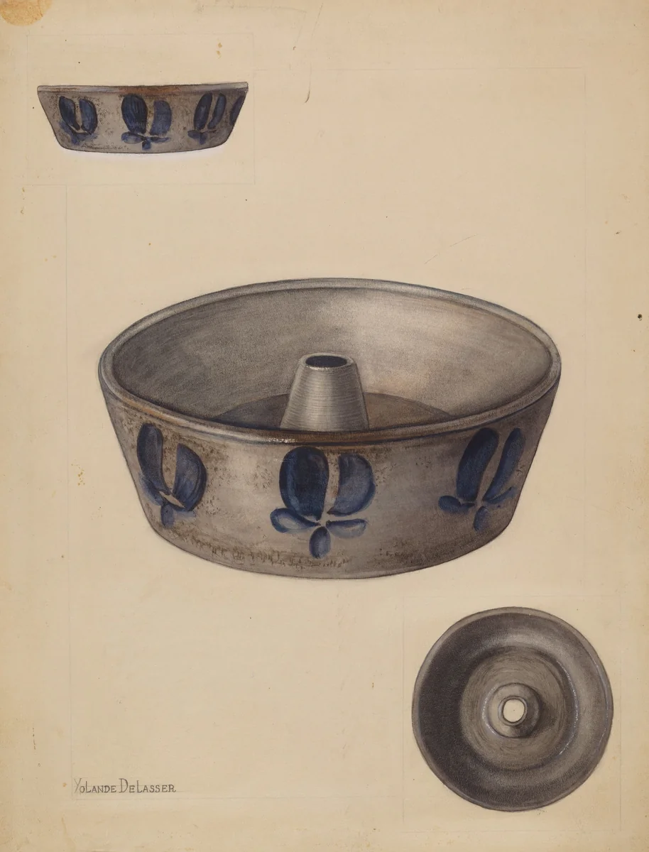 Baking Dish by Yolande Delasser, index of american design, 1936