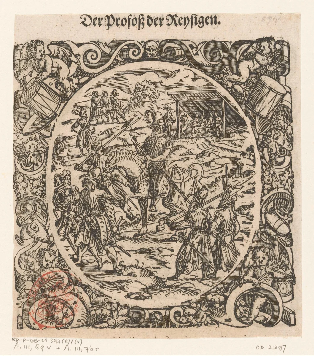 Officier te paard by Jost Amman, print, 1573