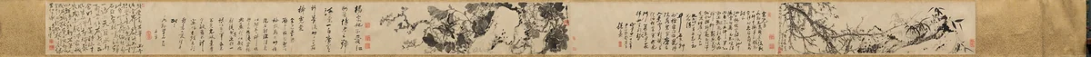 Plum Blossoms and Peonies by Gao Fenghan, painting, 1741