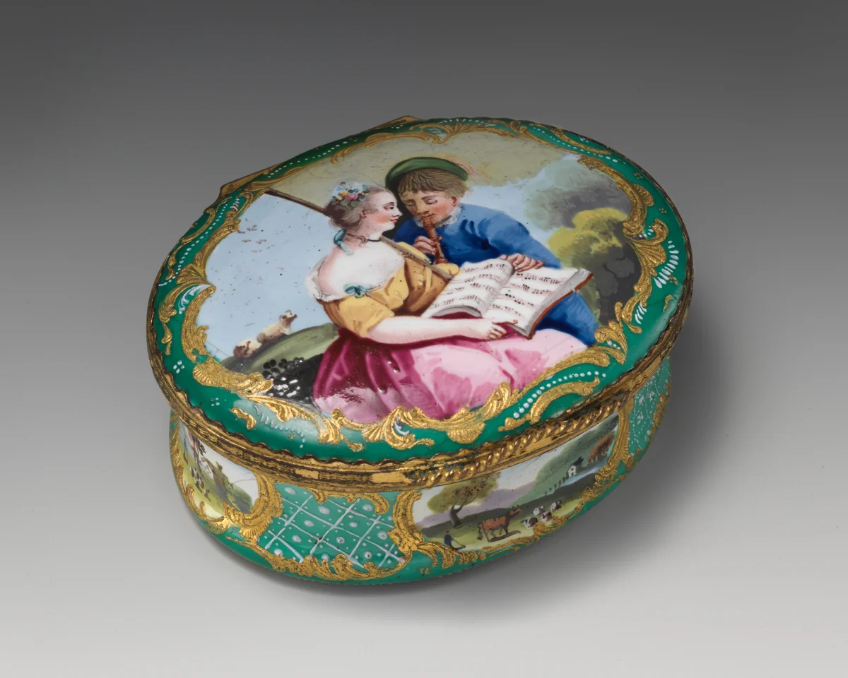Snuffbox with music lesson scene by Jacques-Philippe Le Bas, other, 1760-1775