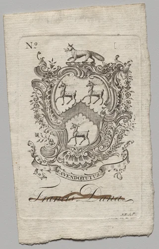 Bookplate: Coat of Arms with Francis Dana inscribed by Nathaniel Hurd, print