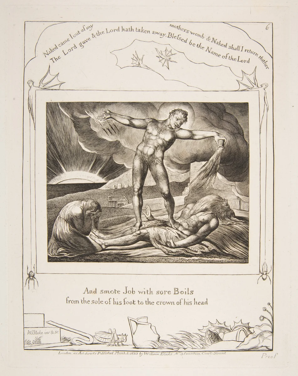 Satan Smiting Job with Boils by William Blake, print, 1825-1826
