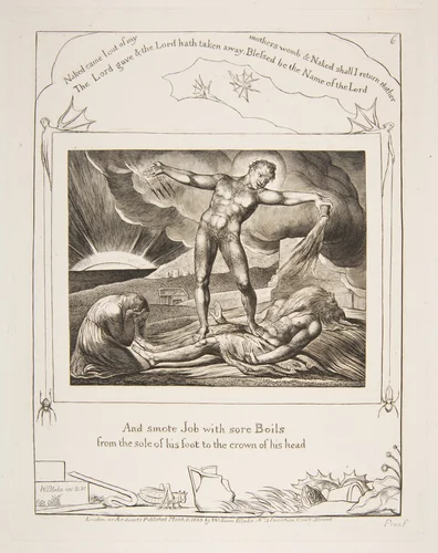 Satan Smiting Job with Boils by William Blake, print, 1825-1826
