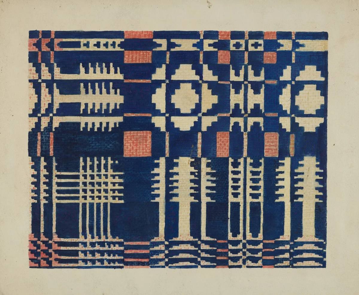 Woven Coverlet by Martha L. Lanscher, index of american design, 1935-1942