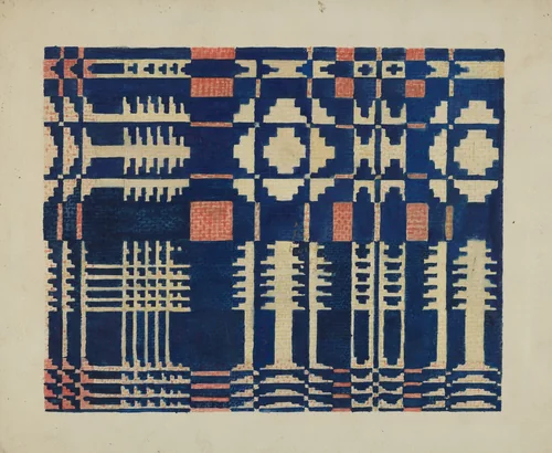 Woven Coverlet by Martha L. Lanscher, index of american design, 1935-1942