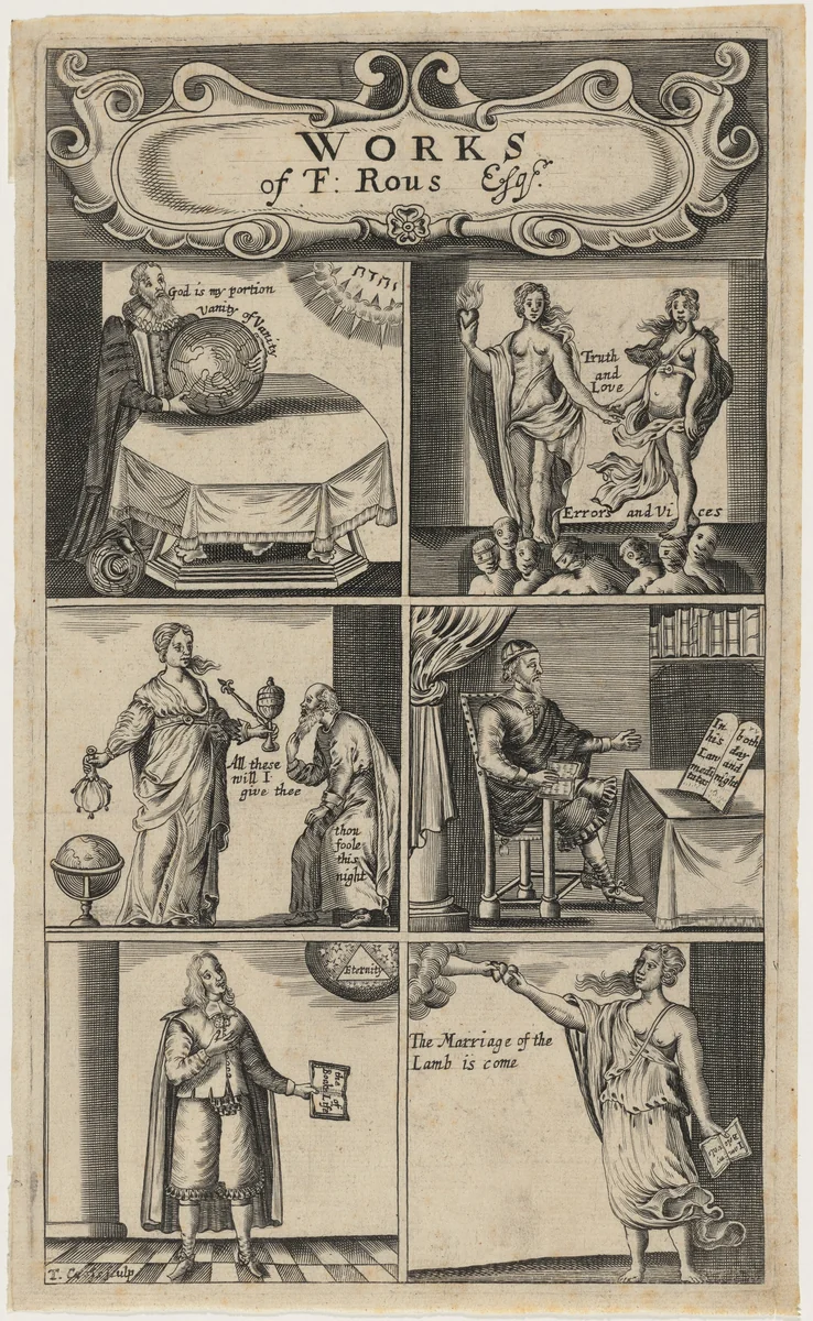 Title Page to F. Rous' Works by Thomas Cross, print, 1657