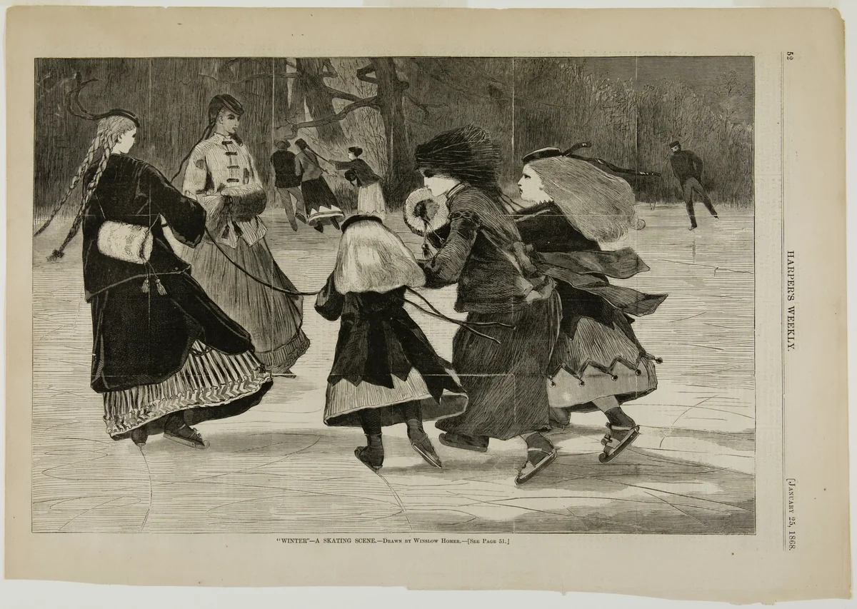 "Winter"—A Skating Scene by Winslow Homer, print, 1868