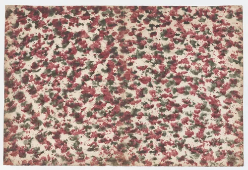 Sheet with overall green and red splotchy design by anonymous, print, 1800-1900