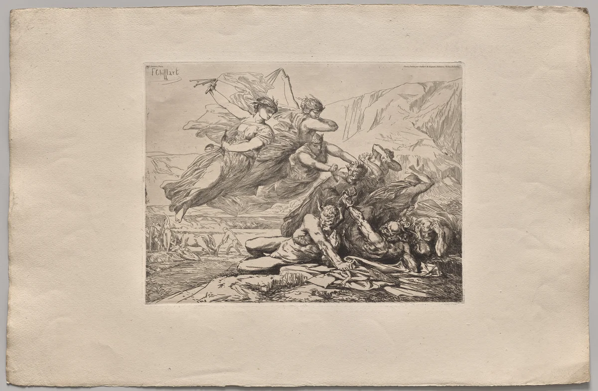 Justice, Vengence, and Truth by Nicolas-François Chifflart, print, 1865