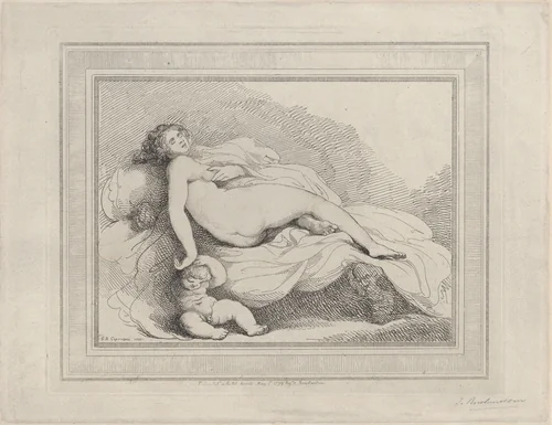 Sleeping Venus and Love by Thomas Rowlandson, print, 1799
