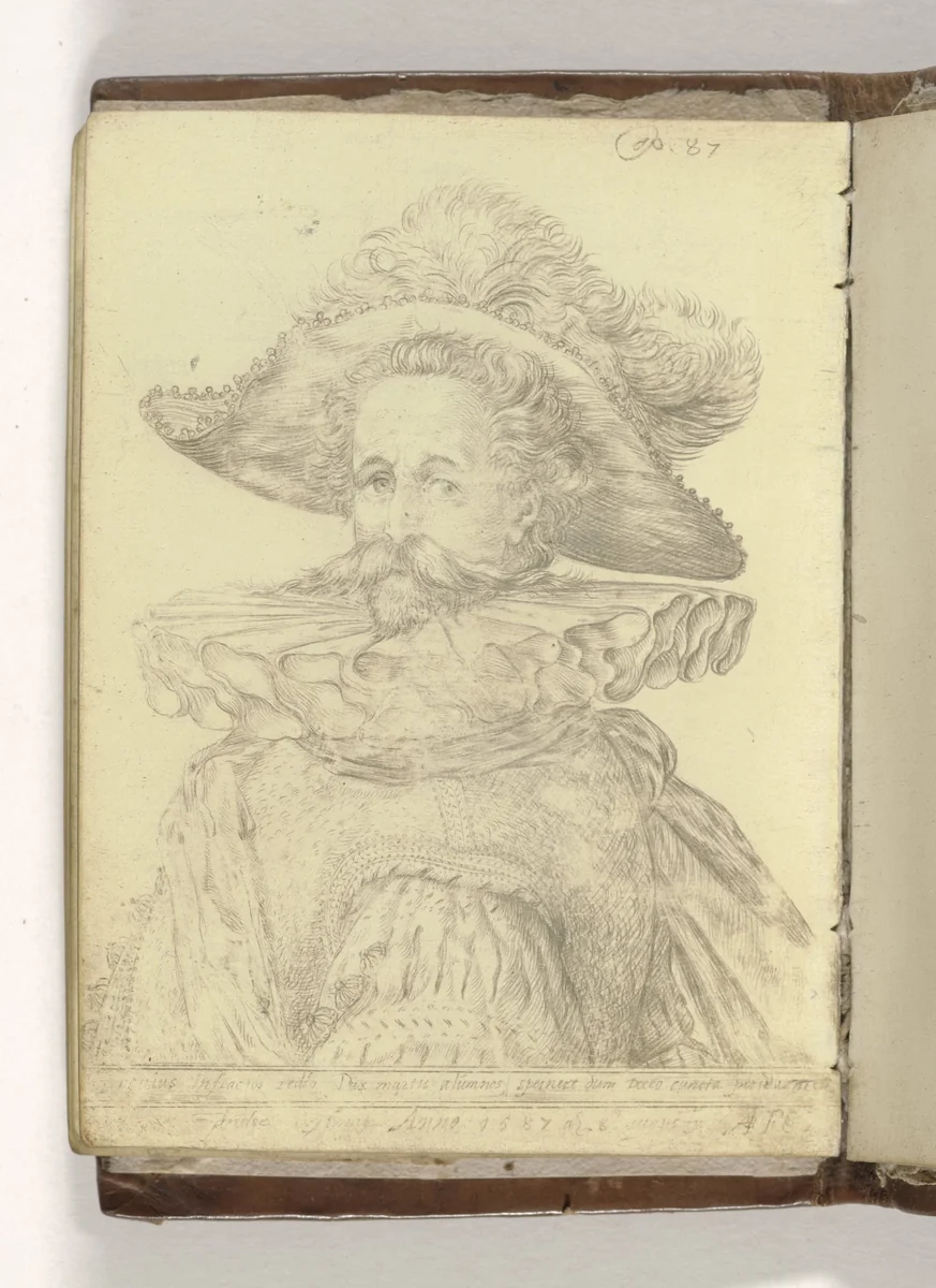 Borstbeeld van een officier by anonymous, drawing, 1587