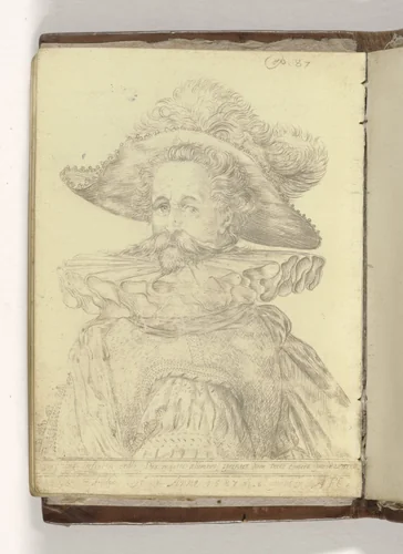 Borstbeeld van een officier by anonymous, drawing, 1587
