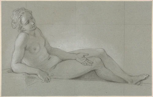 Study of a Reclining Female Nude by Charles-Antoine Coypel, drawing, 1710-1752