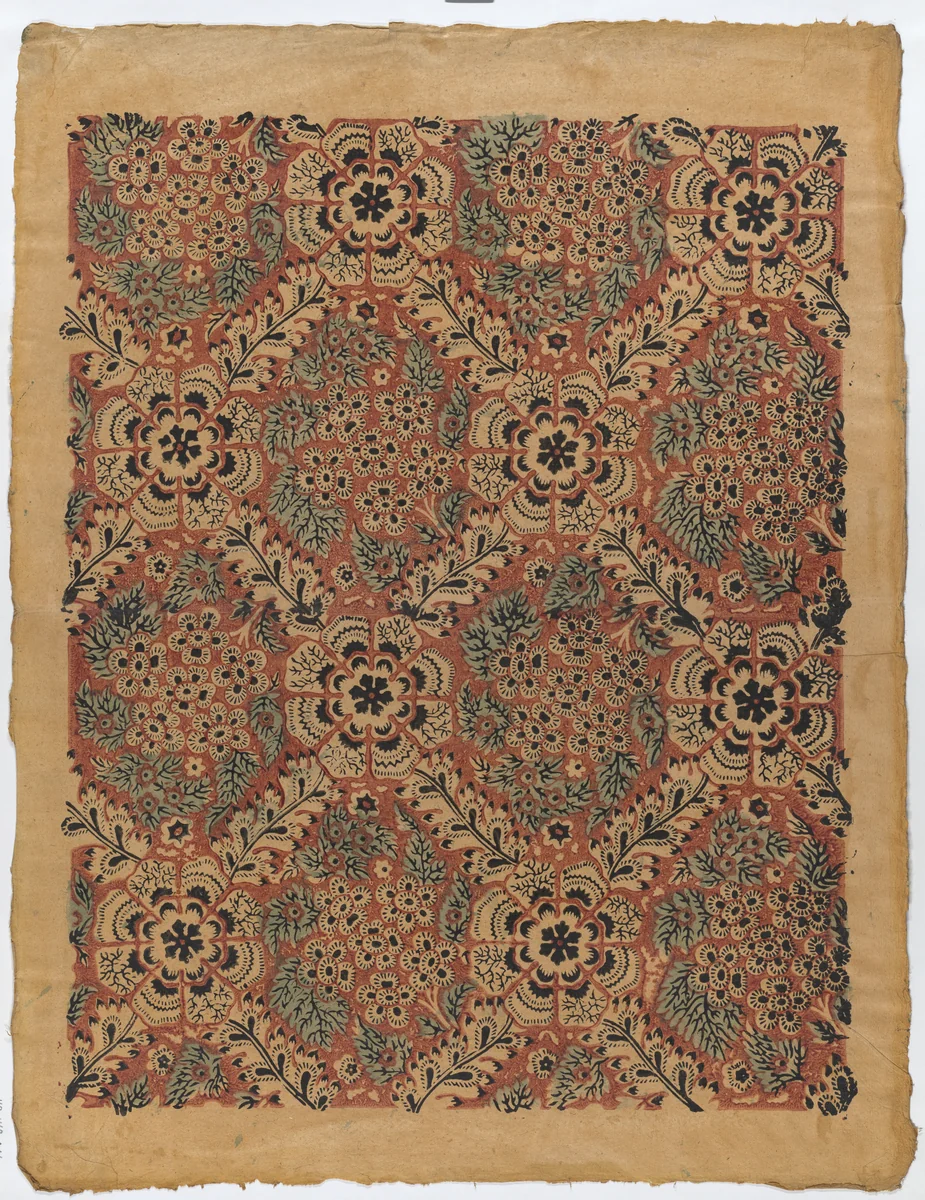 Sheet with overall floral pattern by anonymous, print, 1775-1875