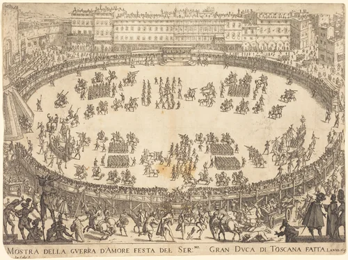 Parade in the Amphitheater by Jacques Callot, print, 1616