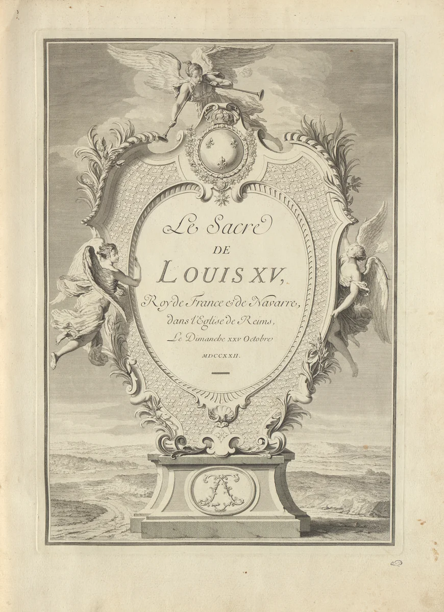 Le sacre de Louis XV, roy de France & de Navarre, dans l'église de Reims, le dimanche XXV octobre MDCCXXII by Pierre Dulin, artwork, 1723
