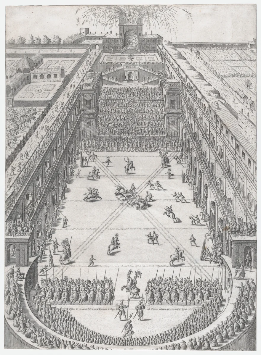 Marriage of Annibale Altemps and Ortensia Borromeo, Rome, March 5, 1565, from "Speculum Romanae Magnificentiae" by Etienne DuPérac, print, 1565