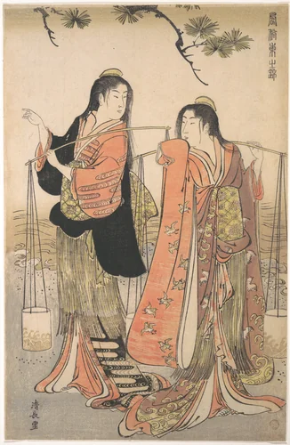 The Dance of the Beach Maidens from the series Brocade of the East by Torii Kiyonaga (鳥居清長), print, 1760-1780