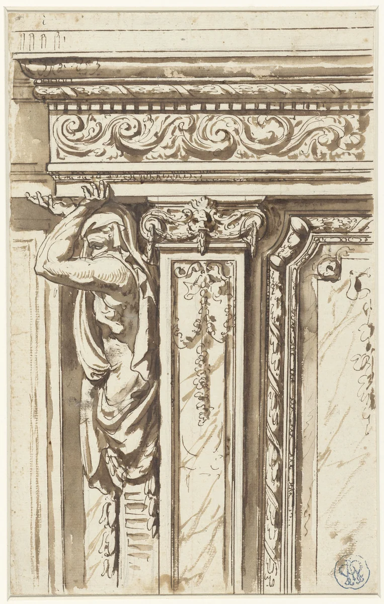 Ontwerp van de betimmering en decoratie van een zaal by Simon Julien, drawing, 1745-1800