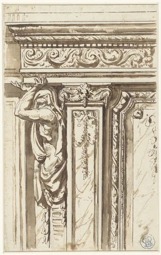 Ontwerp van de betimmering en decoratie van een zaal by Simon Julien, drawing, 1745-1800