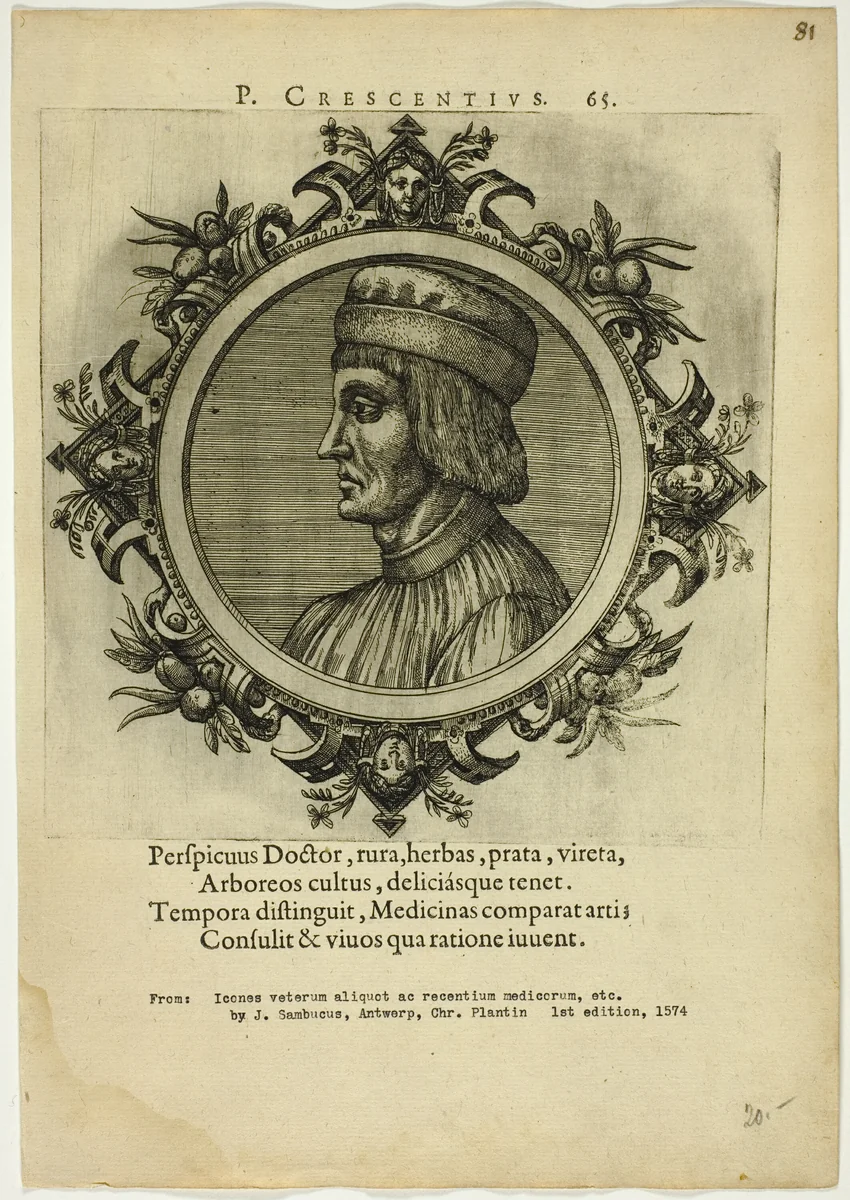 Portrait of P. Crescentius by Unknown Artist, print, 1574