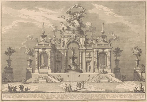 The Prima Macchina for the Chinea of 1754: The Palace of Venus in Cyprus by Giuseppe Vasi, print, 1754