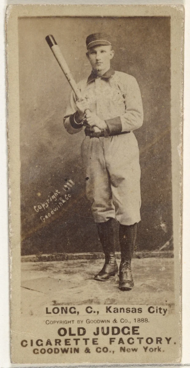 Herman C. Long, Catcher, Kansas City Cowboys, from the Old Judge series (N172) for Old Judge Cigarettes by Goodwin & Company, photograph, 1888
