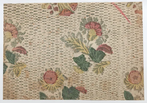 Sheet with floral pattern with a repeating line background by anonymous, print, 1700-1800