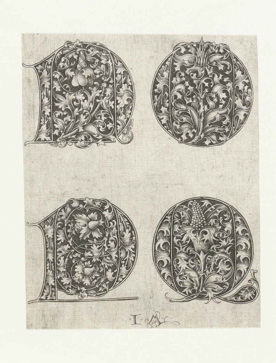 Hoofdletters N, O, P en Q by Unknown, print, 1455-1503