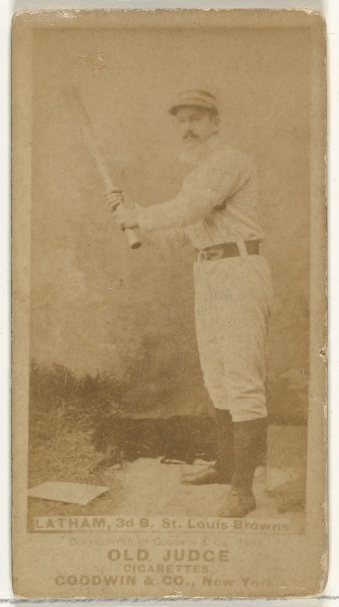 Arlie Latham, 3rd Base, St. Louis Browns, from the Old Judge series (N172) for Old Judge Cigarettes by Goodwin & Company, photograph, 1887-1889