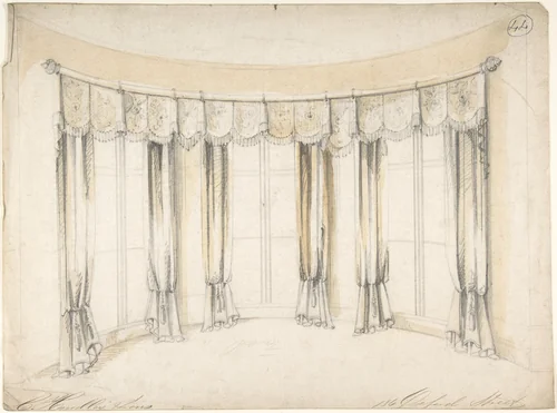 Design for Curtains for Three Windows by Charles Hindley and Sons, drawing, 1841-1884