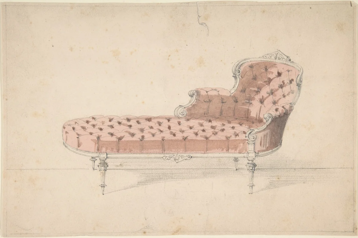 Design for Chaise Lounge by anonymous, drawing, 1800-1899
