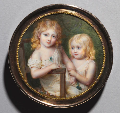 Portrait of the Artist's Children Emma and Paul by Jean-Antoine Laurent, painting, 1790-1800