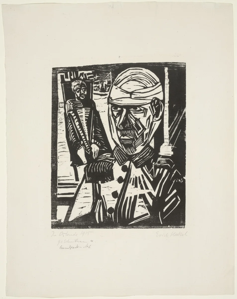 Two Wounded Men (Zwei Verwundete) by Erich Heckel, print, 1915