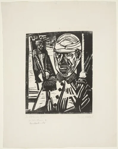 Two Wounded Men (Zwei Verwundete) by Erich Heckel, print, 1915