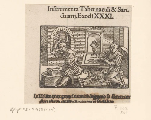 Bezaleël en Aholiab by anonymous, print, 1530-1533