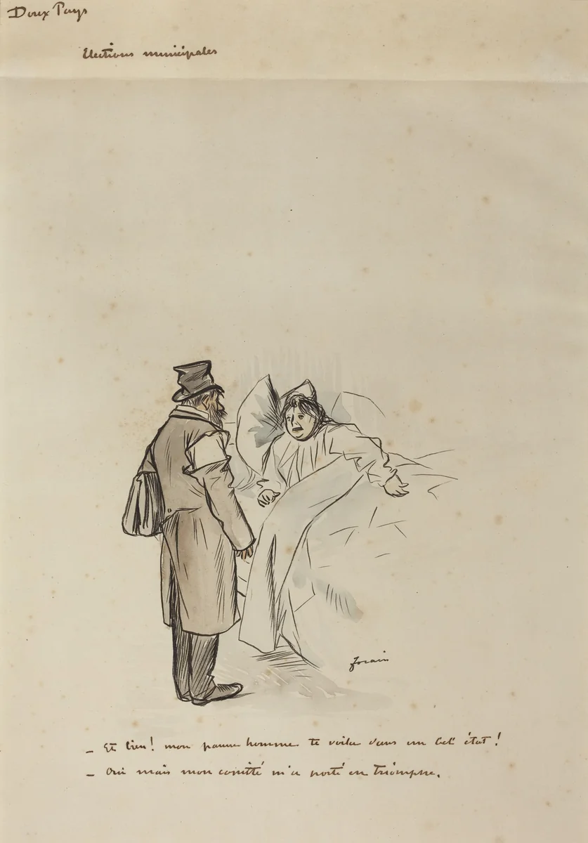 Elections Municipales by Jean-Louis Forain, drawing, 1897