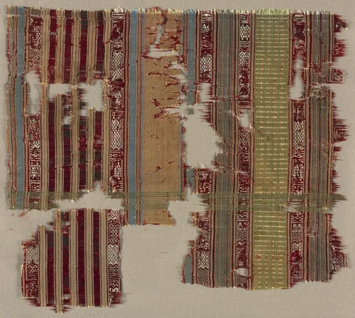 Striped fragment by Unknown, textile, 1200-1399