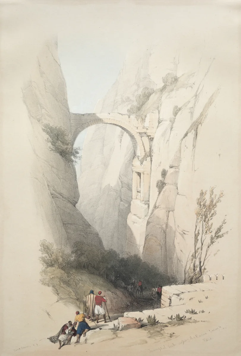Triumphal Arch Crossing the Ravine Leading to Petra by David Roberts, print, 1839