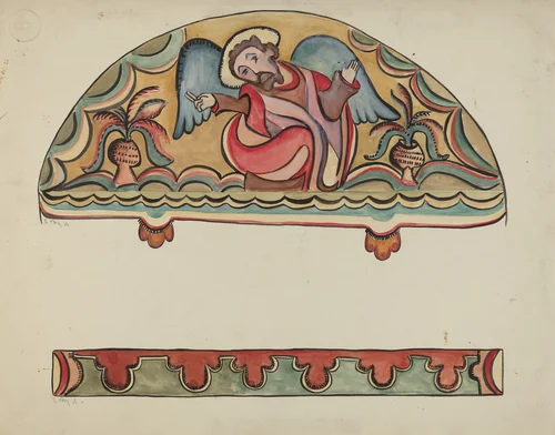 Lunette and Detail from Altar Church at Sanctuario, Chimayo by E. Boyd, index of american design, 1935-1942