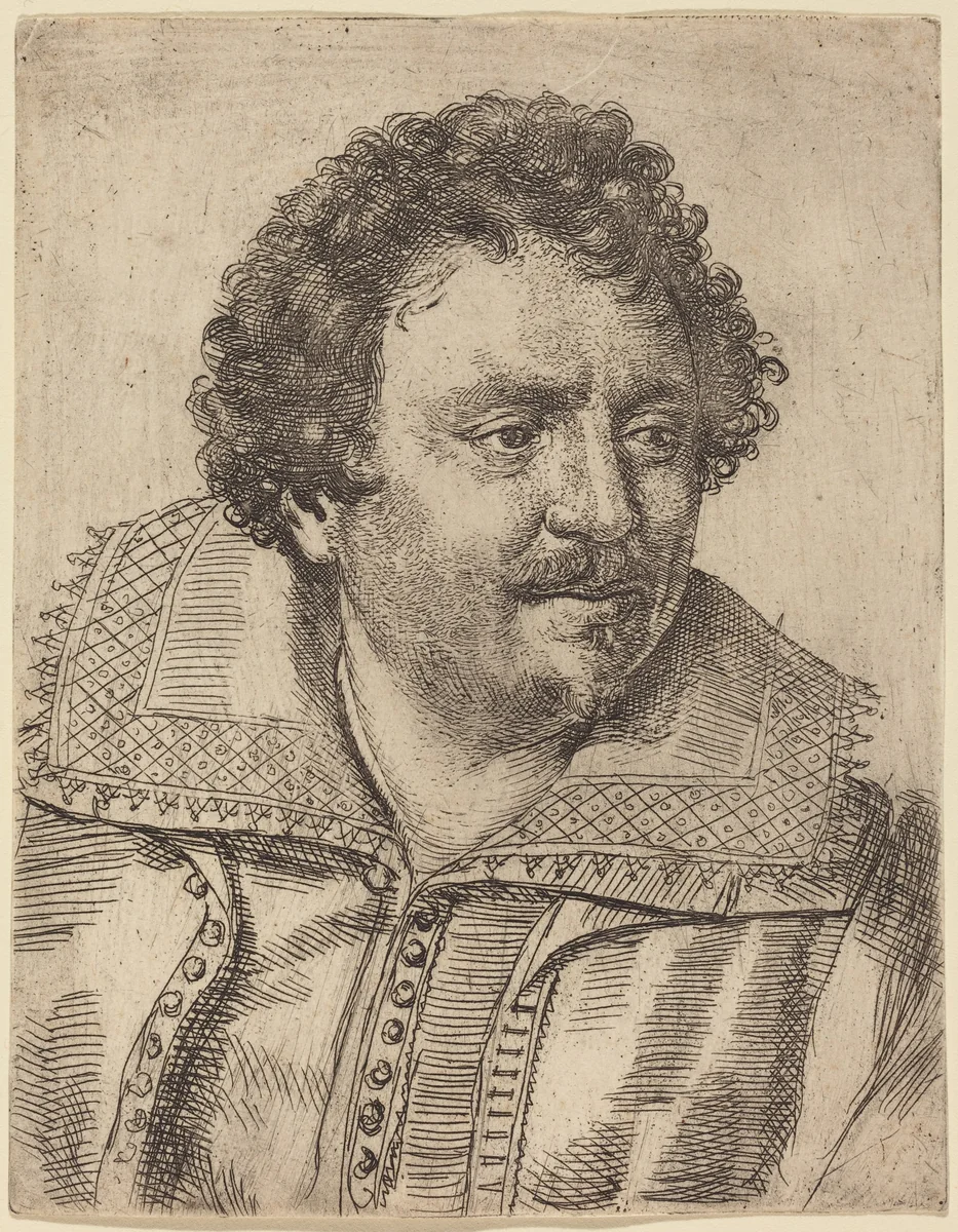 A Man with a Moustache and Goatee, Facing Right by Ottavio Leoni, print, 1620-1629