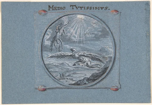 The Fall of Icarus by Johann Caspar Hessius, drawing, 1692