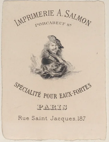 Trade Card for A. Salmon, Printer (Imprimeur) by anonymous, print, 1889-1899
